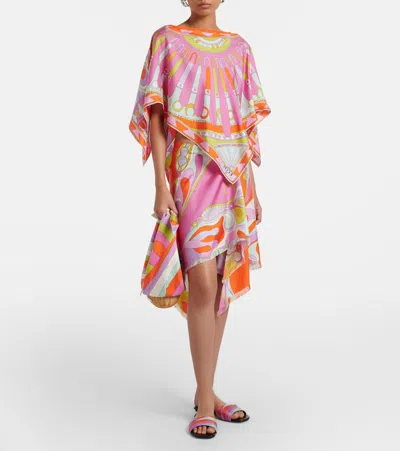 Pucci Solei-print Silk-twill Kaftan In Pink
