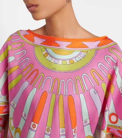 Pucci Solei-print Silk-twill Kaftan In Pink