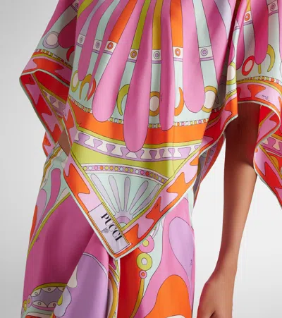 Pucci Solei-print Silk-twill Kaftan In Pink
