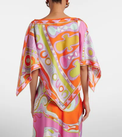 Pucci Solei-print Silk-twill Kaftan In Pink
