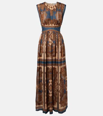 Zimmermann Womens Dark Blue Paisley Mahon Printed Silk Maxi Dress In Animal Print