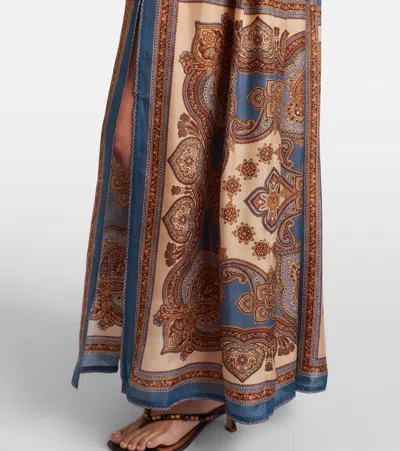 Zimmermann Womens Dark Blue Paisley Mahon Printed Silk Maxi Dress In Animal Print