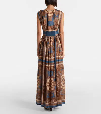Zimmermann Womens Dark Blue Paisley Mahon Printed Silk Maxi Dress In Animal Print