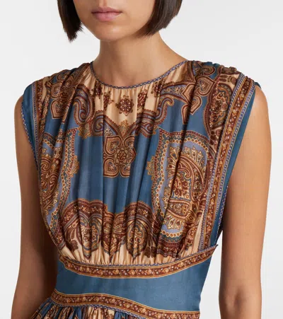 Zimmermann Womens Dark Blue Paisley Mahon Printed Silk Maxi Dress In Animal Print