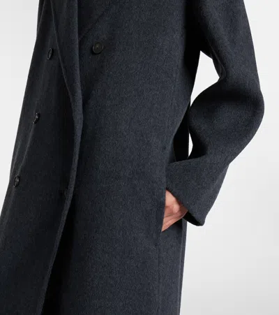 Vince Double-breasted Wool-blend Coat In Black