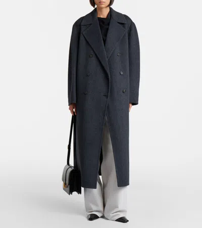 Vince Double-breasted Wool-blend Coat In Black