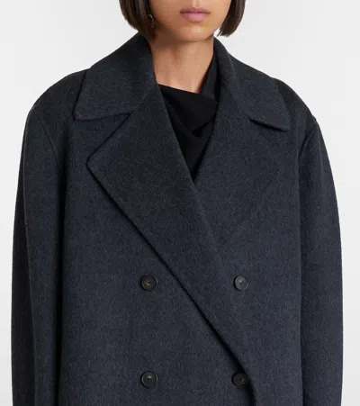 Vince Double-breasted Wool-blend Coat In Black