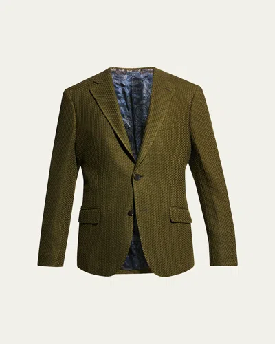 Etro Men's Basic Knit Blazer In Green