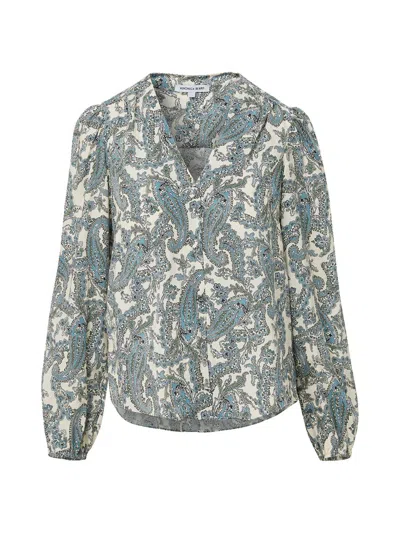 Veronica Beard Farah Printed Silk-blend Blouse In Gray