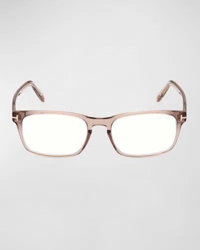 Tom Ford Blue Blocking Keyhole Acetate Rectangle Glasses
