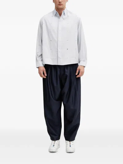 Ader Error Vertical-stripe Cut-out Shirt In White