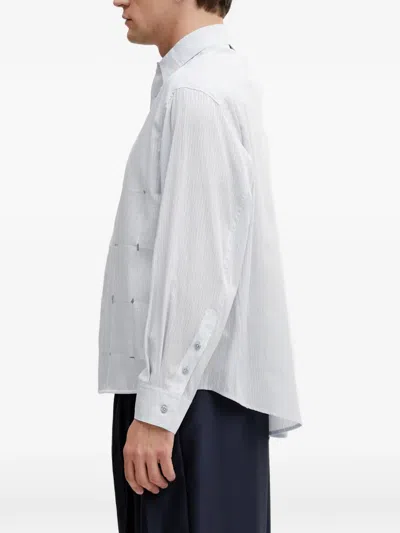 Ader Error Vertical-stripe Cut-out Shirt In White