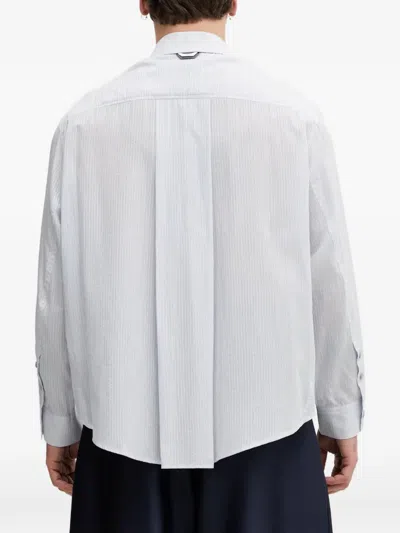 Ader Error Vertical-stripe Cut-out Shirt In White
