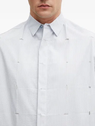 Ader Error Vertical-stripe Cut-out Shirt In White