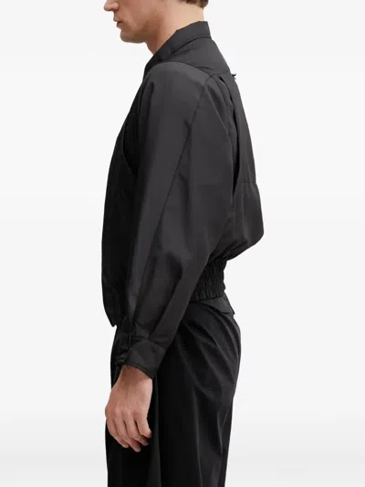 Ader Error Elasticated-waistband Zip-up Bomber Jacket In Black
