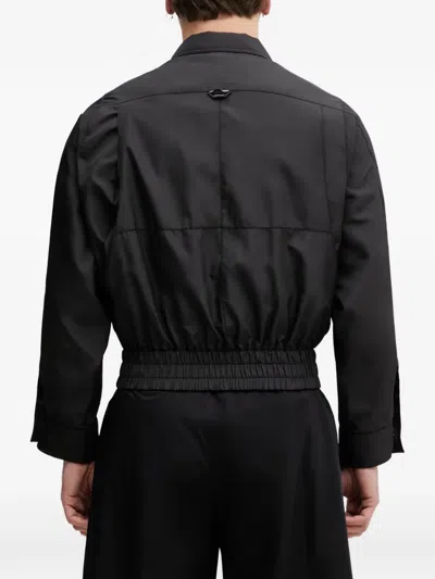 Ader Error Elasticated-waistband Zip-up Bomber Jacket In Black