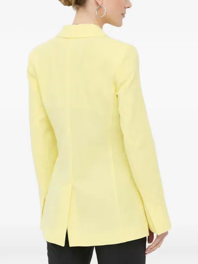 Beatrice B Button-up Flap-pocket Blazer In Yellow