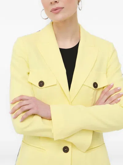 Beatrice B Button-up Flap-pocket Blazer In Yellow