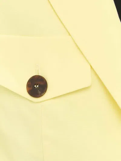 Beatrice B Button-up Flap-pocket Blazer In Yellow