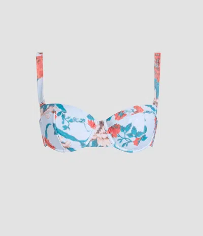 Erdem Floral-print Underwired Bikini Top In Blue