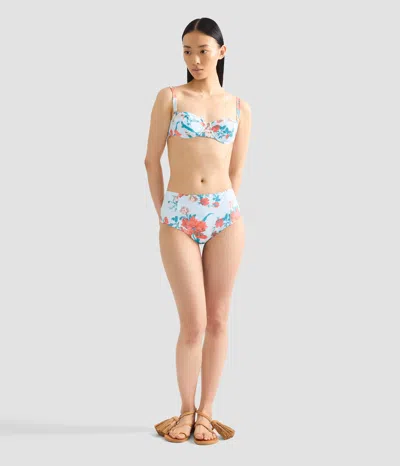 Erdem Floral-print Underwired Bikini Top In Blue