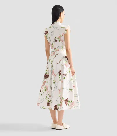 Erdem Chintz Floral Pleated Organic Cotton Poplin A-line Midi Skirt In Burgundy