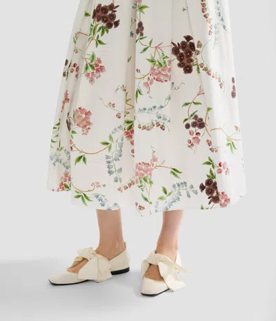 Erdem Chintz Floral Pleated Organic Cotton Poplin A-line Midi Skirt In Burgundy