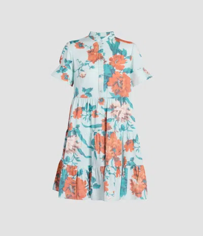 Erdem Floral Print Cotton Tiered Mini Dress In Multi
