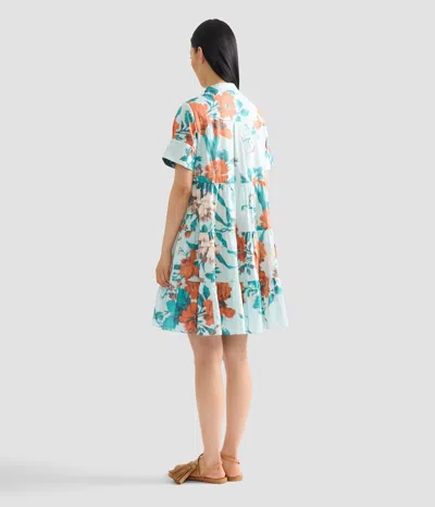 Erdem Floral Print Cotton Tiered Mini Dress In Multi