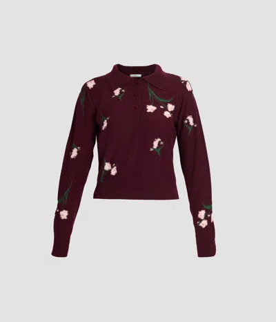 Erdem Merino Wool Floral Knit Jumper In Brown