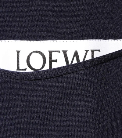 Shop Loewe Virgin Wool Cardigan In Petroleum