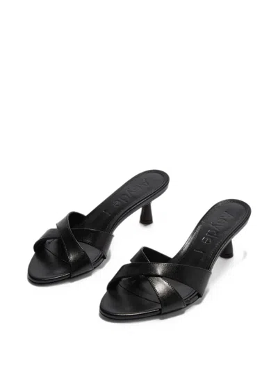 Aeyde Crossover-strap Leather Sandals In Black