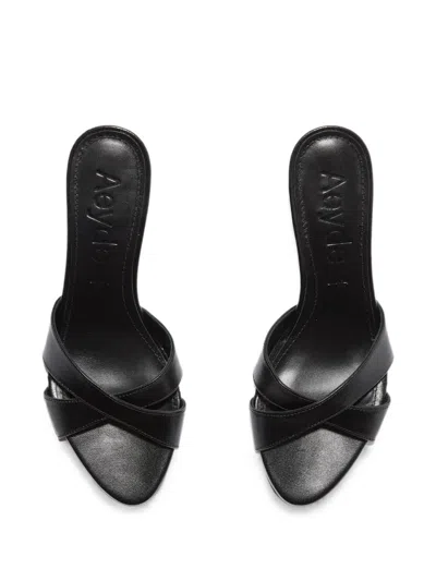 Aeyde Crossover-strap Leather Sandals In Black