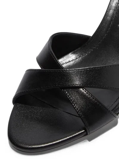 Aeyde Crossover-strap Leather Sandals In Black
