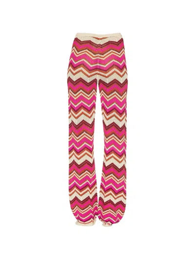 Devon Windsor Mens Cierra Chevron-stripe Knitted Trousers Berry In Black