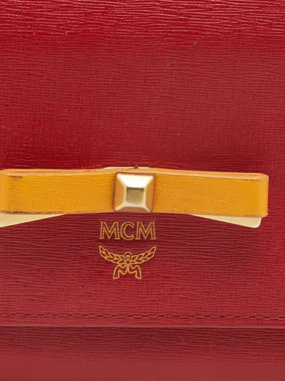 Pre-owned Mcm Bow Trifold Wallet In Red