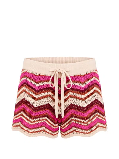 Devon Windsor Chevron-knit Scalloped Shorts In Multi