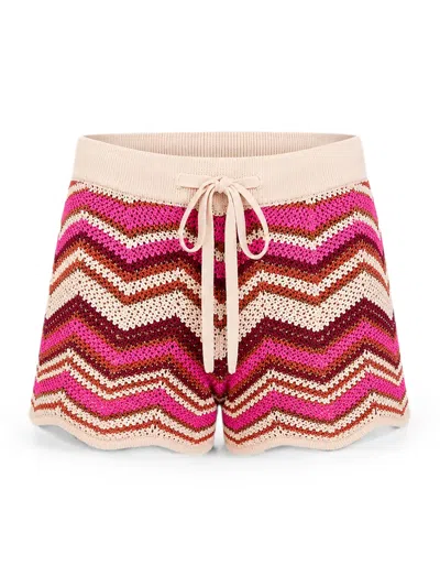 Devon Windsor Chevron-knit Scalloped Shorts In Multi