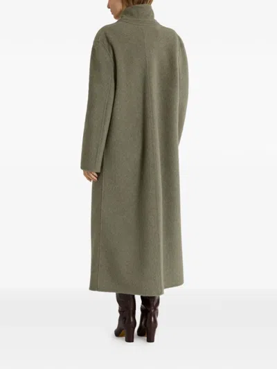 Alberta Ferretti Alberta Ferreti Grey Wool Silk Single Breasted Coat In Green