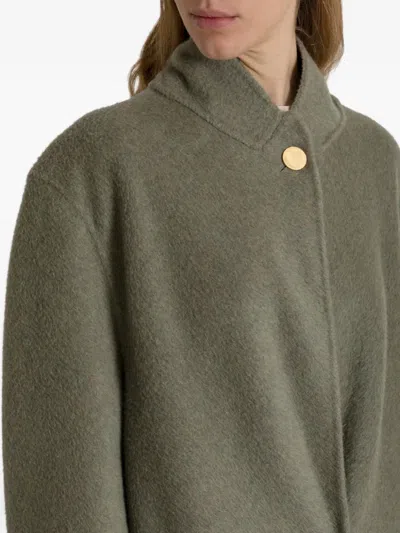Alberta Ferretti Alberta Ferreti Grey Wool Silk Single Breasted Coat In Green