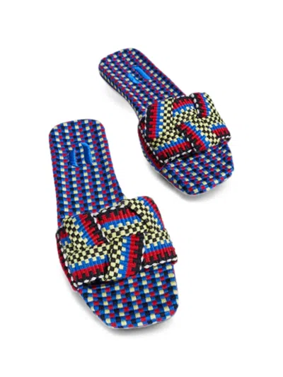 Amambaih Martina Flat Mules In Blue
