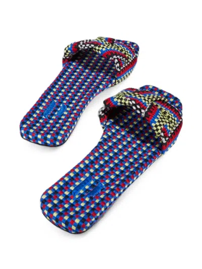 Amambaih Martina Flat Mules In Blue