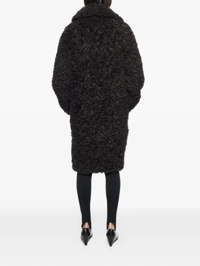 Stand Studio Camille Oversized Eco Shearling Coat In Black