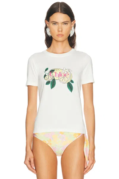 Chloé Lemon Print Tee In White