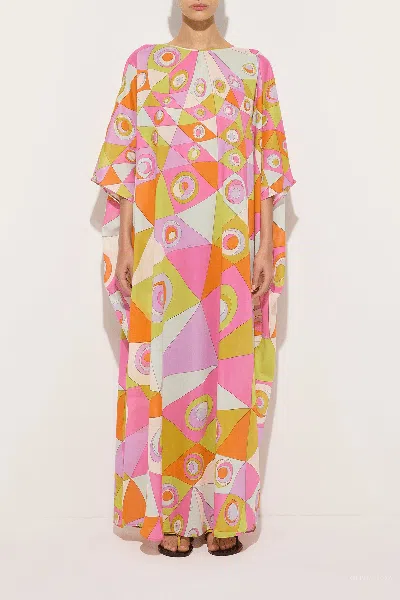 Pucci Occhi-print Cotton Muslin Maxi Caftan Dress In Multi