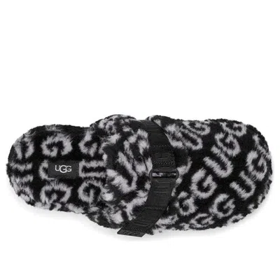 Ugg Super Fluff Slipper 'black White' In Multi
