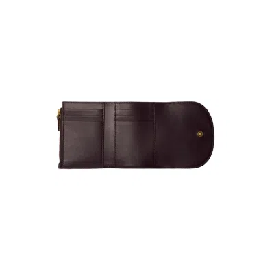 Burberry Compact Wallet With Leather Inserts In Check Pattern In Brown