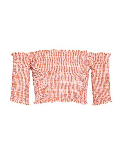 Kenzo Woman Top Orange Size L Cotton In Orange