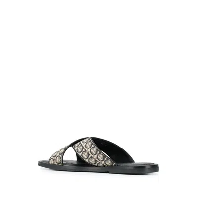 Ferragamo Gancini Printed Pool Slides In Multi