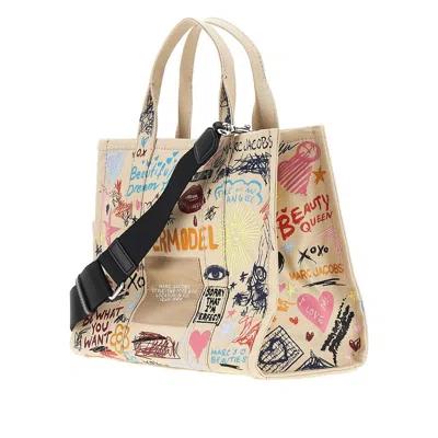Marc Jacobs The Punk Scribble Medium Canvas Tote Bag In Sand